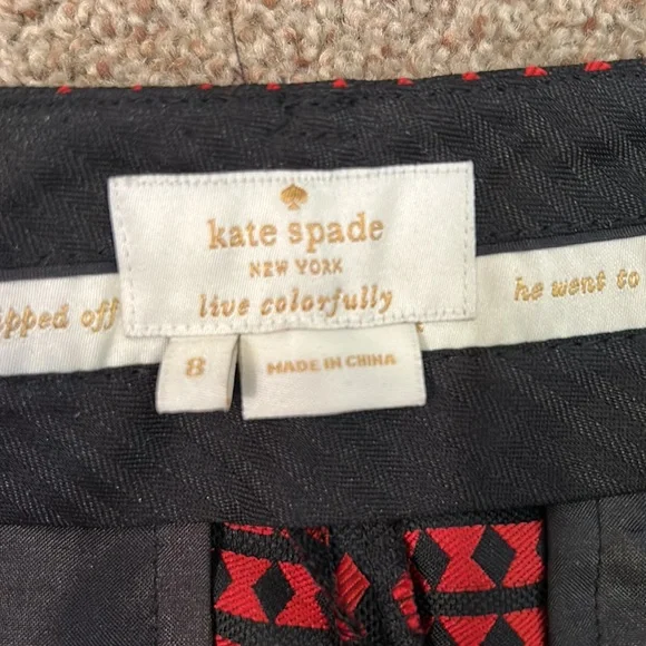 Kate spade size 8 dress pants. Navy blue and red pattern - Picture 3 of 5